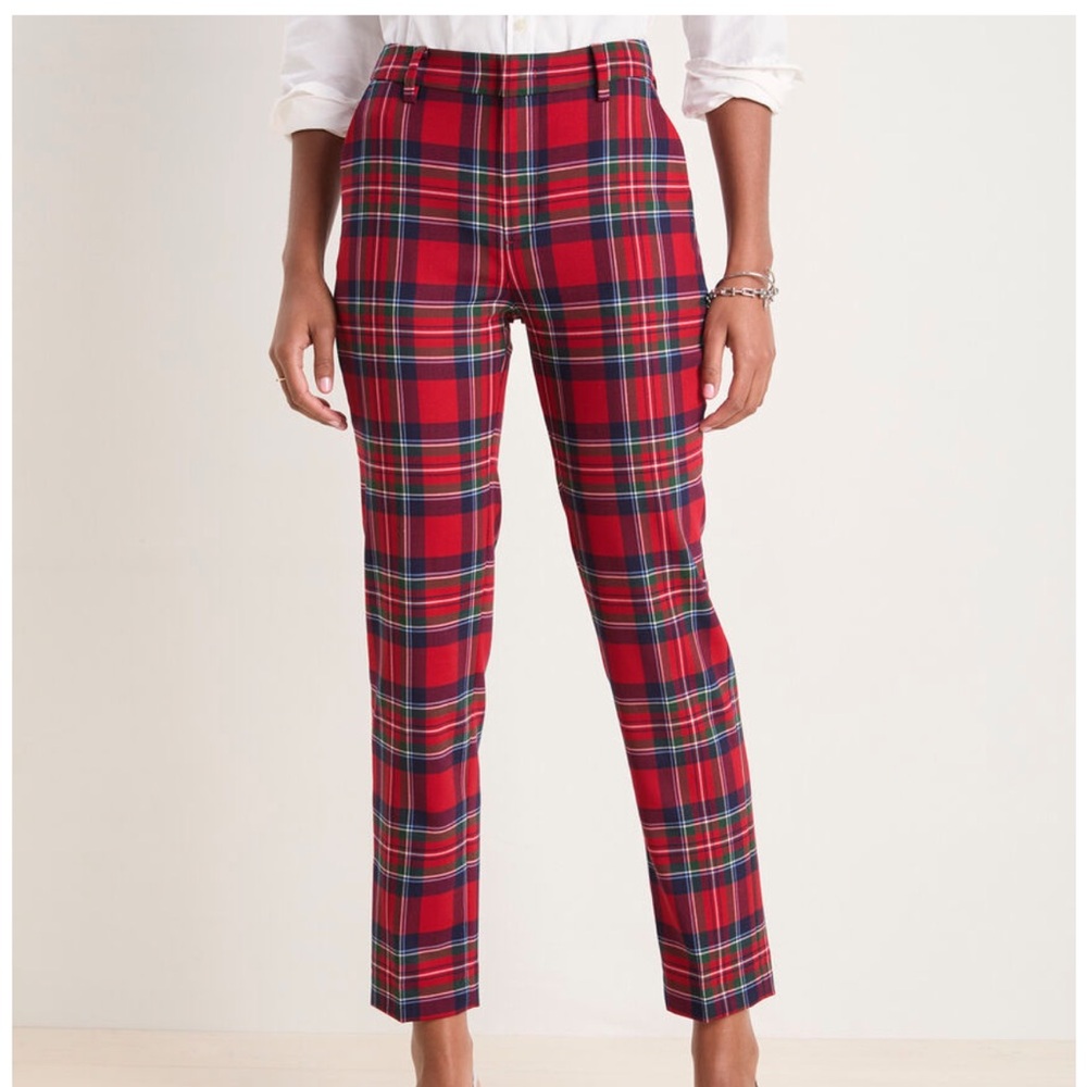 Vineyard Vines red plaid stretch wool blend ankle pants 6 
Holiday Christmas